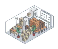 10x15 storage unit with household furniture